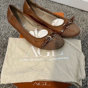 AGL Ballerina Flat Cognac 7.5 Attilio Giusti Leombruni